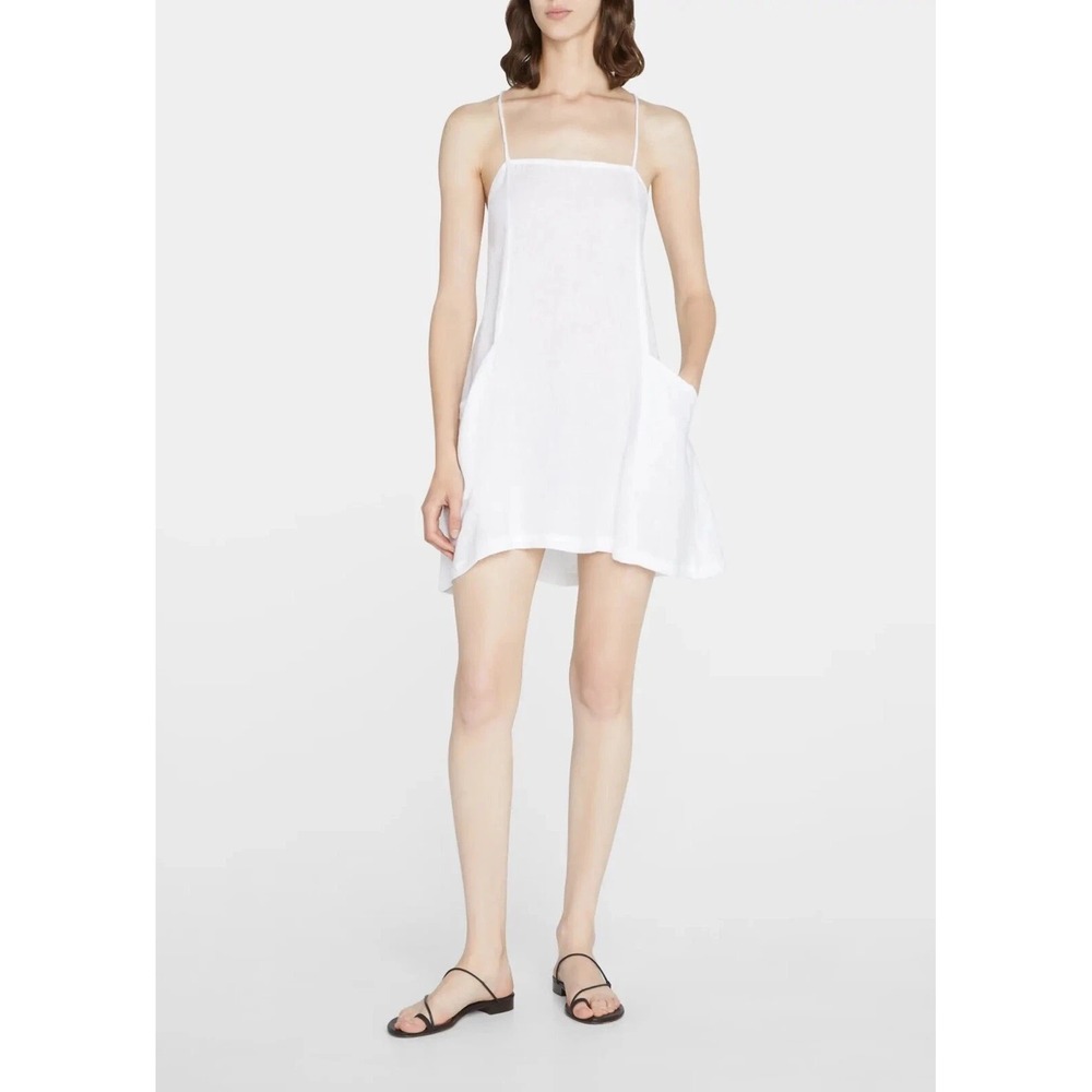 vitamin A Nola Mini Dress White Linen Open Back Straps Resort MD